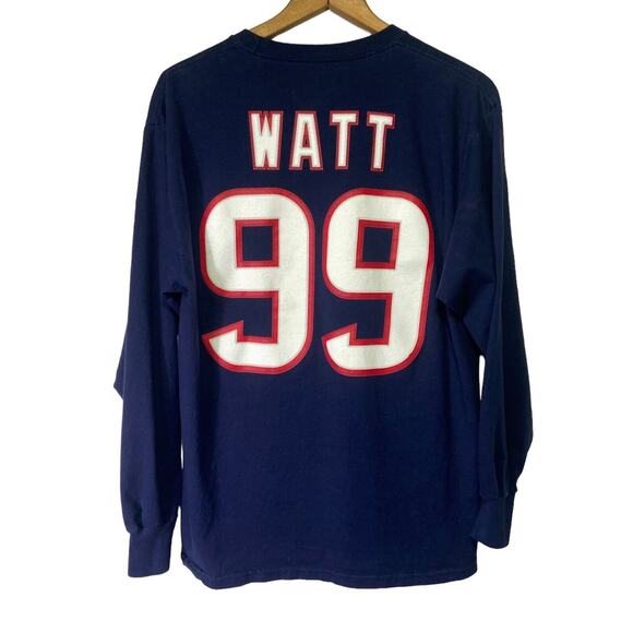 NFL Team Apparel Houston TEXANS JJ Watt #99 Blue Long Sleeve Men's Shirt Size L - Picture 3 of 10